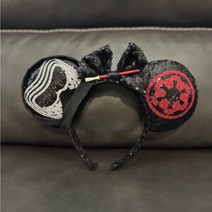 Black Sequin Star Wars Headband with Red and White Accents